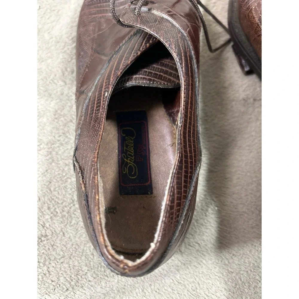 Fratelli PSF Shoes Ltd Men's 10 M Brown Croc Embossed Leather Lace Up Derby